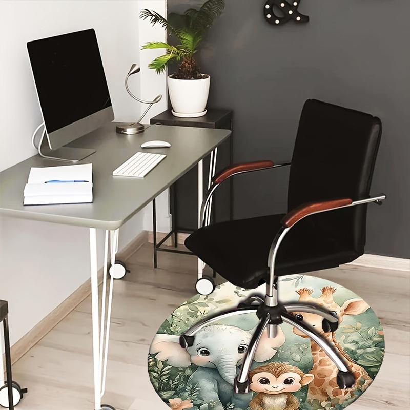 1PC Elephant Giraffe Monkey Non-Slip Floor Round carpet, Office, family, bedroom, Large Area Rug Indoor Rugs, Vibrant Colors-Z0449