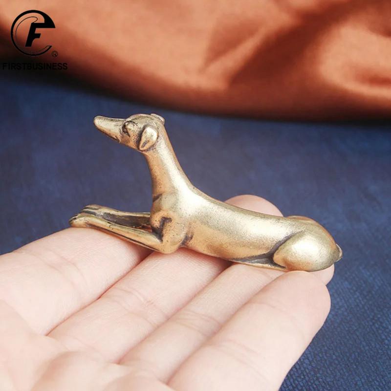 Vintager Solid Brass Greyhound Dog Desk Ornaments Animal Figurines Miniatures Home Decorations Crafts Accessories Gifts