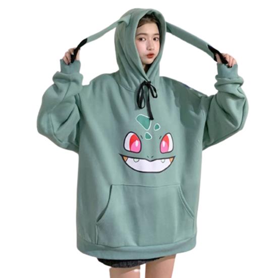 

Осенняя женская толстовка с длинным рукавом и милым карманом с изображением выражения лица M зелёный