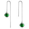 925 Sterling Silver Korean Simple Crystal Long Vintage Dangle Earrings for Women Elegant Geometry Emerald Ear Drops Ruby Jewelry