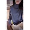 Temperament Pure Wool Knit Pullover Sweater for Women - High Collar, Long Sleeve, Autumn/Winter Cashmere Base