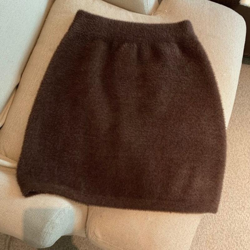 Kvinner mini furry skjørt Slank Høy midje Wrap Hoftebunn