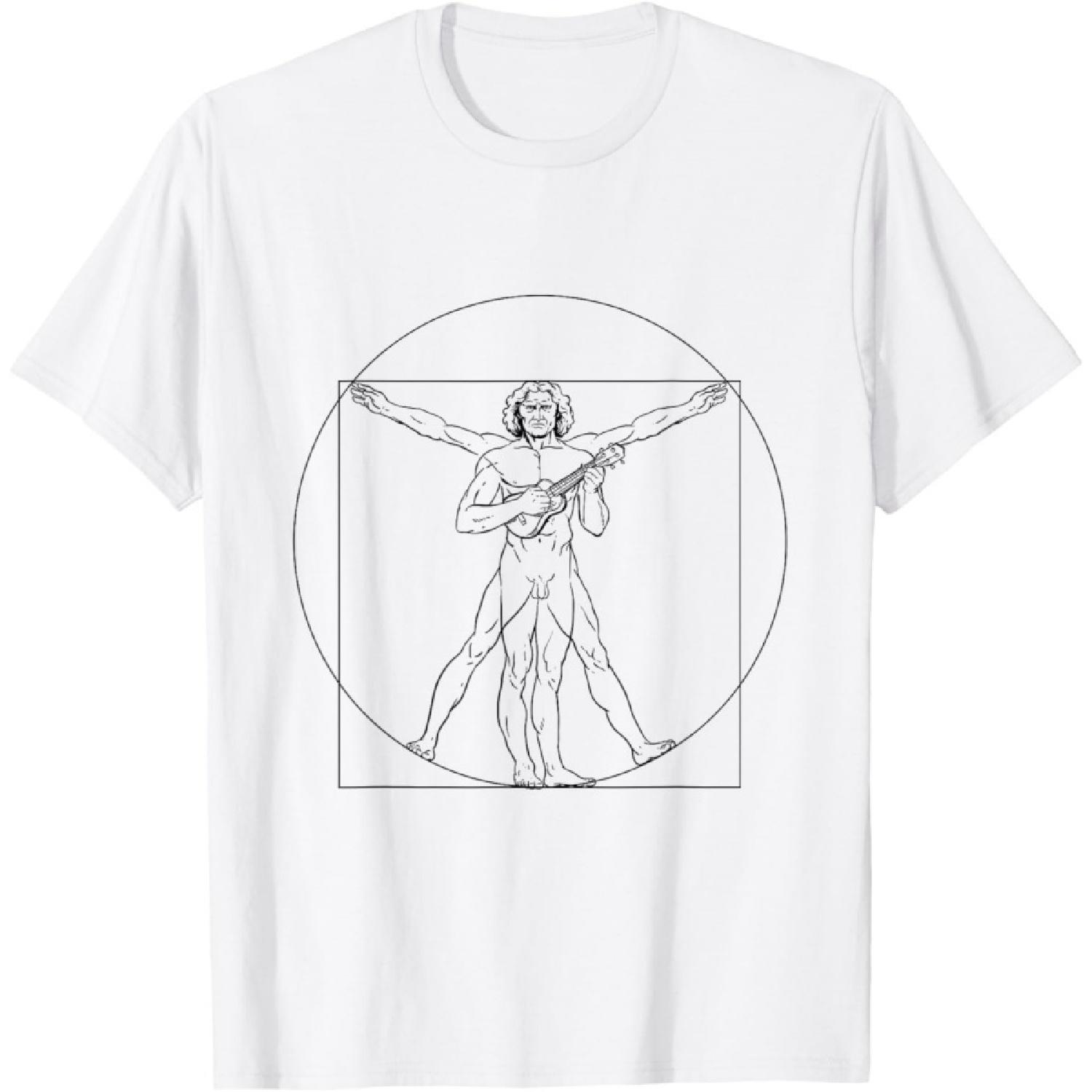 Da Vinci Vitruvian Man Ukulele T-Shirt XXXXXL белый