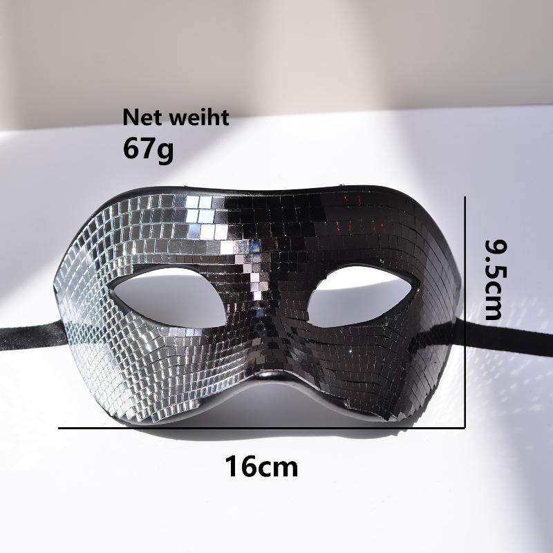 Disco Bright Ball Glitter Face Mask Mirror Eye Covers Silver Masquerade Mask Party Props Eye Mask For Women Men Party Prom