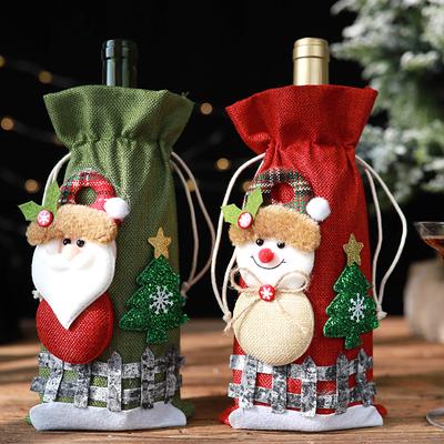 Christmas Wine Bottle Cover Bag Santa Claus Champagne Bottle Cover Drawstring Bag Table Decor New Year 2024 Xmas Navidad Gifts