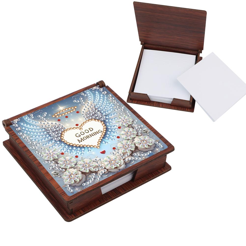 Wooden DIY Diamond Art Note Box with 160 Sheets Diamond Art Notepad Box for Home Office School Supplies Holiday Gifts