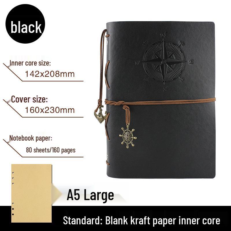 Korean Retro Loose-leaf Notebook: Creative Travel Diary with Pirate Ship Design