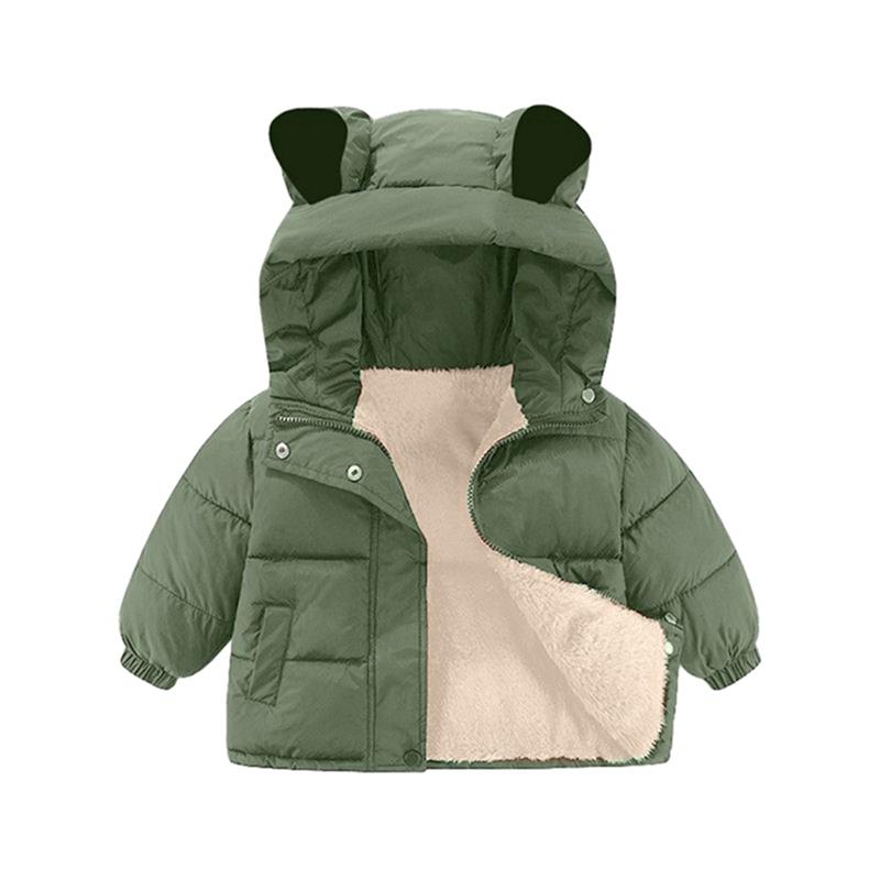1-7 Years Kids Warm Hooded Coat Windproof Fleece Jacket
