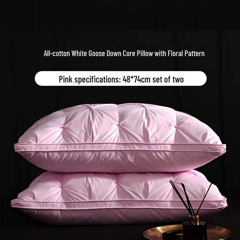 Luxury Goose Down Pillow with Cotton Cover for Neck Support