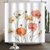 Watercolor Floral Shower Curtain Sage Green White Flower Bath Curtain For Bathroom Modern Minimalist Waterproof With 12 Hooks
