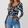 Women's Slim Bottom T-shirt Fashion Casual Gradient Printing Round Neck Pullover Long Sleeve Top