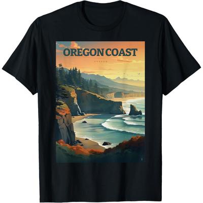 Oregon Coast Pacific NW Vacation Souvenir Watercolor Design T-Shirt