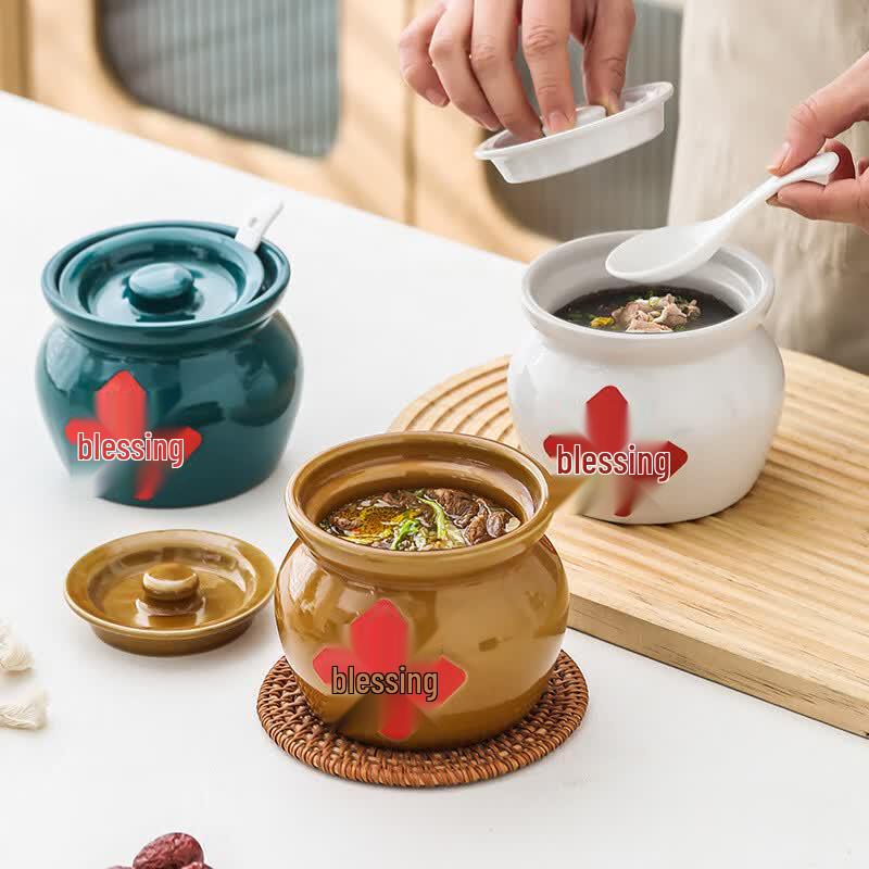Ruhan 400mL Ceramic Double Boiler Stew Pot Set