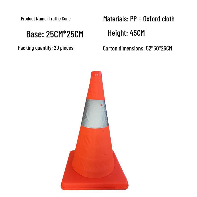 Foldable Cone-Shaped Reflective Barrier with Warning Light for Traffic and Emergencies