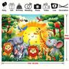 2Dflat1: A Vibrant Jungle-themed Party Banner Featuring Wild Animals Such As Elephants, Giraffes and Lions.
