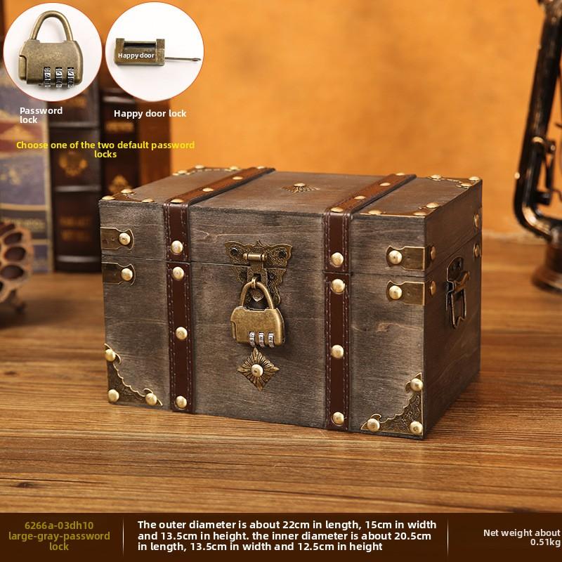 European Retro Wooden Lock Storage Box Home Storage Box Wooden Box Decorative Ornament Secret Room Escape Prop Box