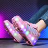 Children's luminous shoes USB runaway shoes with lights Girls' roller skates Outdoor sports Invisible student shoes with wheels