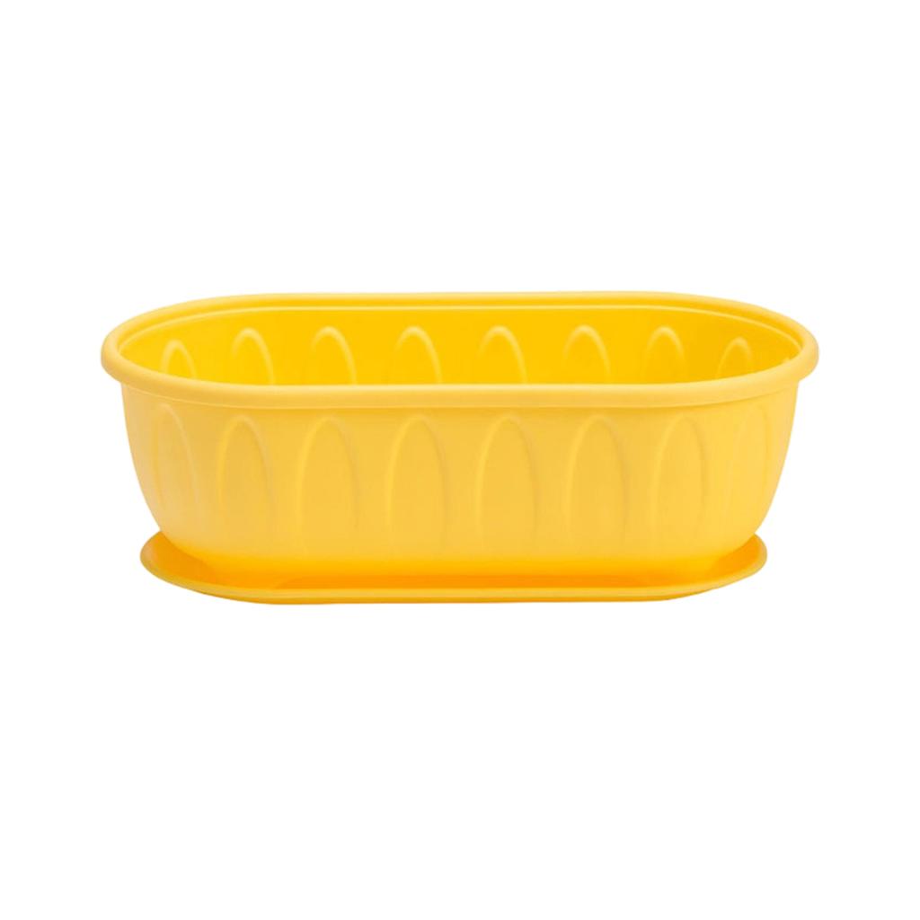 Rectangular Plastic Planter with Drainage Tray Durable Lightweight Garden Flower Pot Container Suitable for Indoor and Outdoor Use