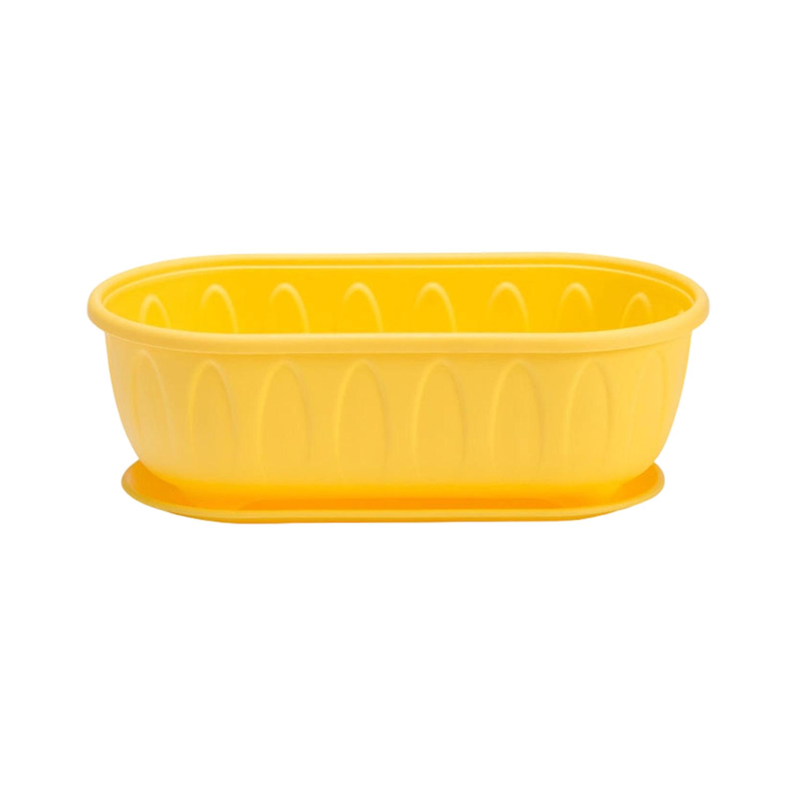 

Rectangular Plastic Planter with Drainage Tray Durable Lightweight Garden Flower Pot Container Suitable for Indoor and Outdoor Use One Size