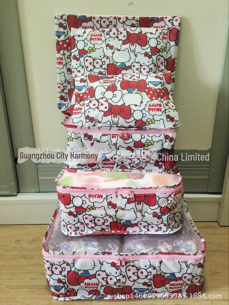 Cartoon Merlot Waterproof Cinnamon Pudding 6-Piece Travel Clothing Storage Set