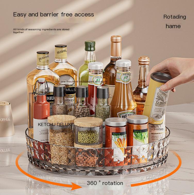 Seasoning Rotating Storage Rack Kitchen Multi functional Storage Rack Seasoning Soy Sauce Vinegar Easy to Find Storage Tray