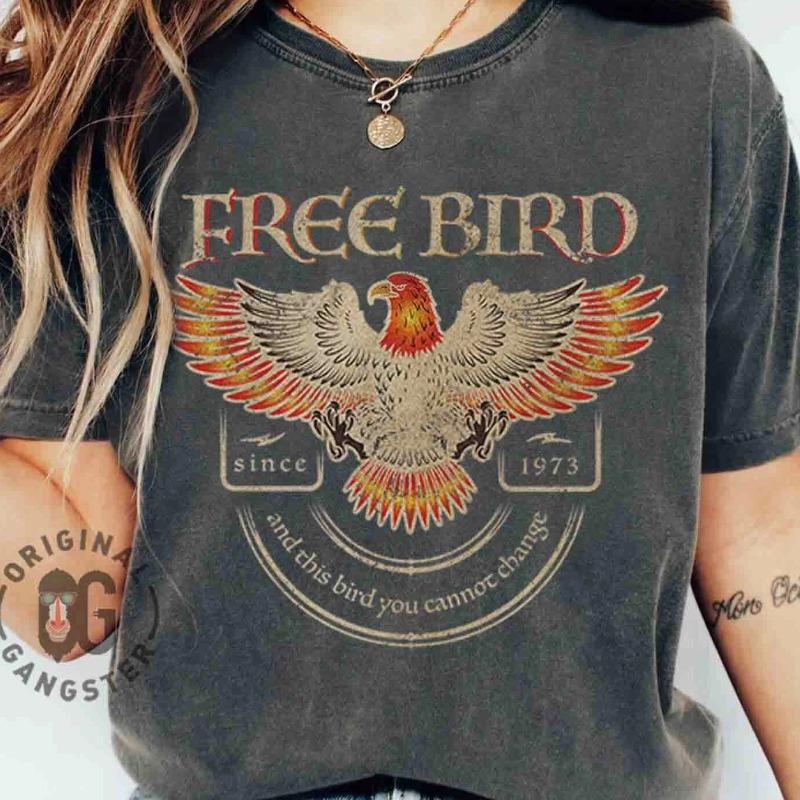 Free Bird Shirt Band Tshirt Retro Band Tshirt Summer New Unisex Cotton Tshirt