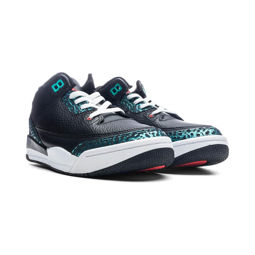 Air Jordan 3 Retro PS Moto Kids Sneakers Black Siren-Red Hyper-Jade FV5438-001