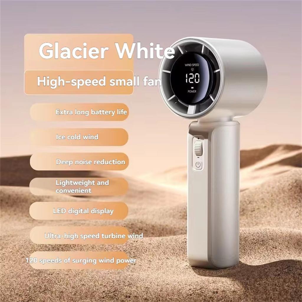 120 Speed High-speed Handheld Fan, Strong Wind, External Digital Display, Portable And Powerful Handheld Fan, Roller Control