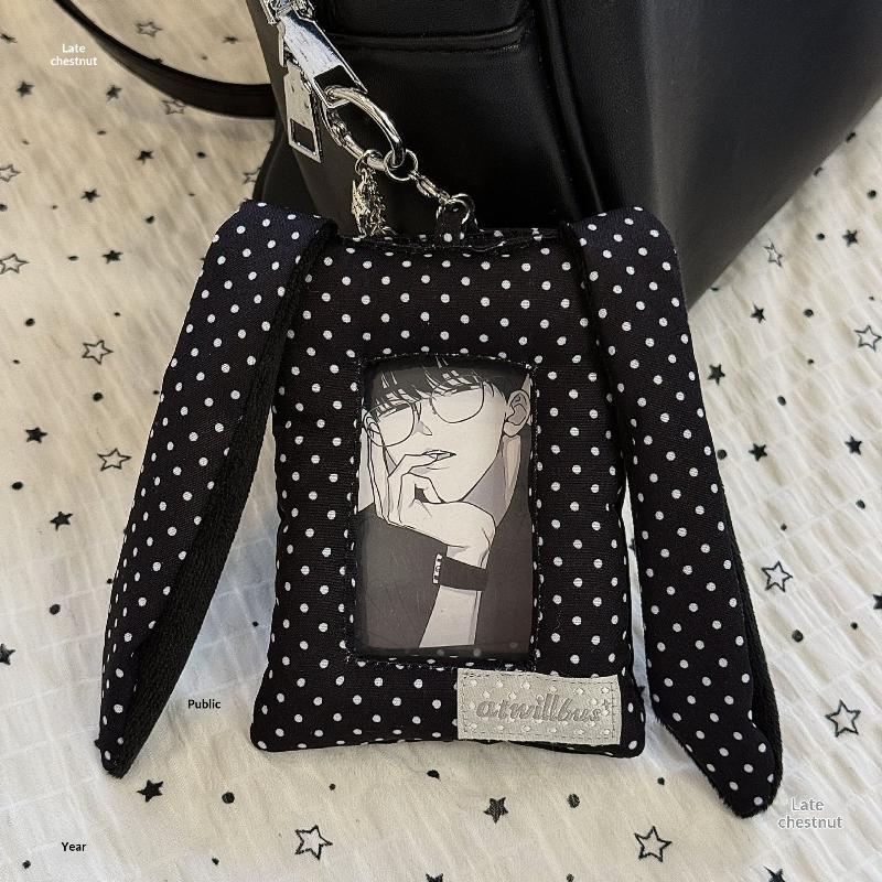 Y2K Polka Dot Hasenohren Kartenhalter 3-Zoll Kpop Fotokartenhalter Geschenk Koreanischer Stil Tasche Anhänger