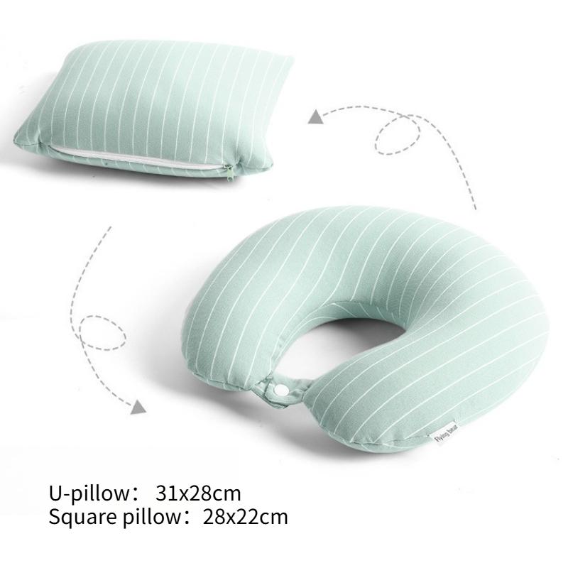 Classic Striped Neck Pillow with Multifunctional Deformat 2-in-1 Pillow with Full Support 360 ° Surround Relieve Neck Pressure Portable Flight Pillow