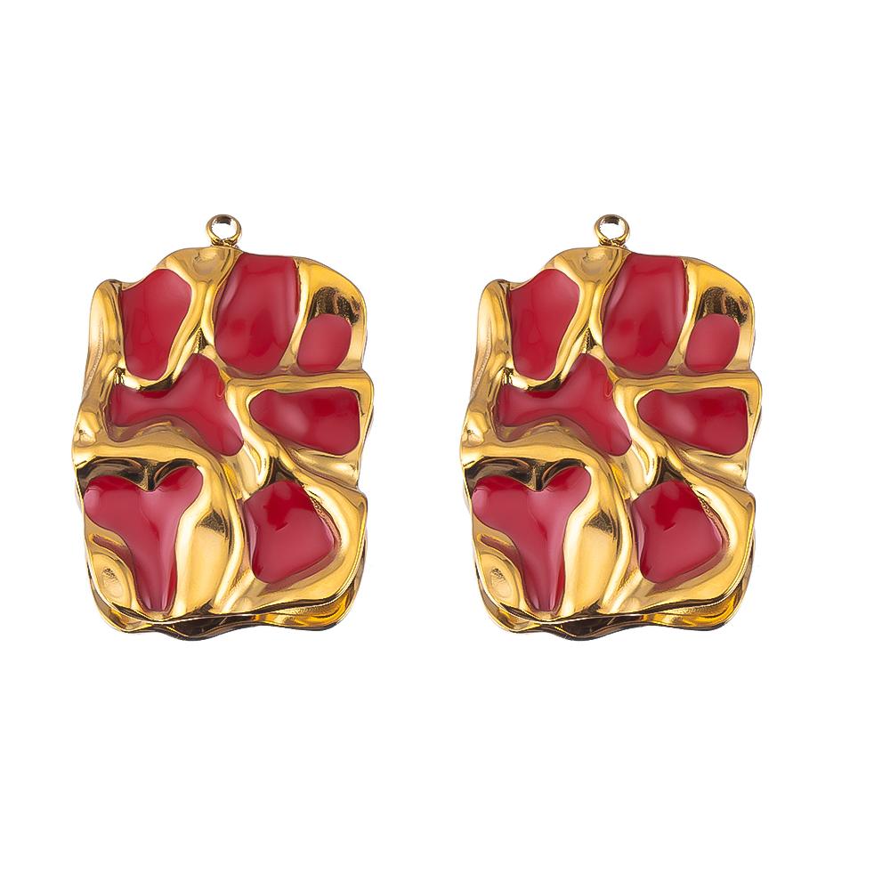 5pcs 2pcs Stainless Steel Wrinkle Rectangle Vintage Enamel Colorful Charm Pendants DIY Earrings Necklace Jewelry Making Supplies