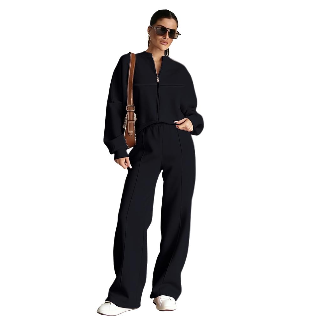 Women's Fashion Street Long-Sleeved Jacket And Pants Two-Piece Set