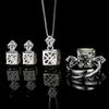 Jewelry Set Square High Carbon Yellow Women's Earrings Rings Necklaces Niche High-end Versatile