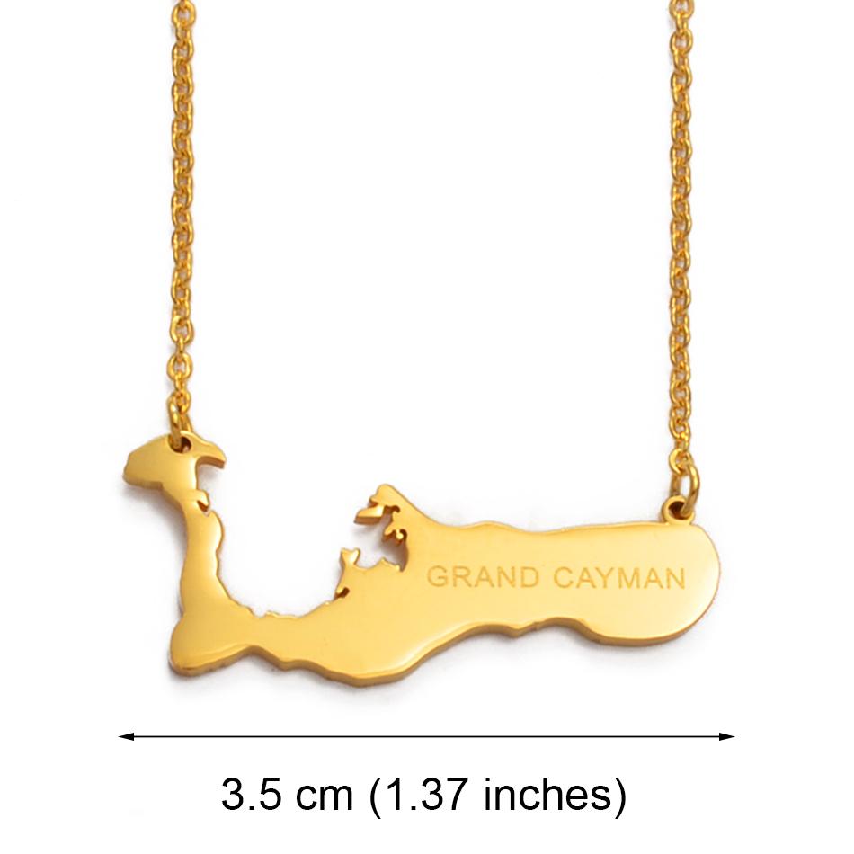 Anniyo The Cayman Islands for Grand Cayman Map Pendant Necklaces Silver/Gold Color Charm Maps Jewelry #014821 45cm add 5cm золотой