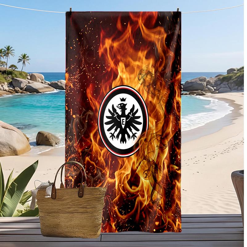 Eintracht Frankfurt Fußball Print Strandtuch, Großes Weiches Schnelltrocknendes Handtuch für Strand Camping Schwimmen