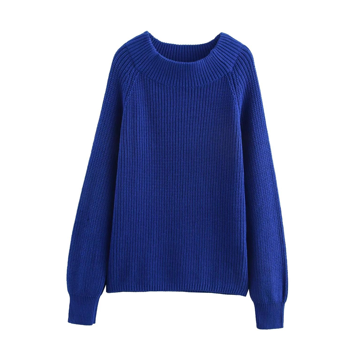 

2025 Spring Women s European & American Style Knit Sweater - Fashionable, Simple, Versatile Small синий