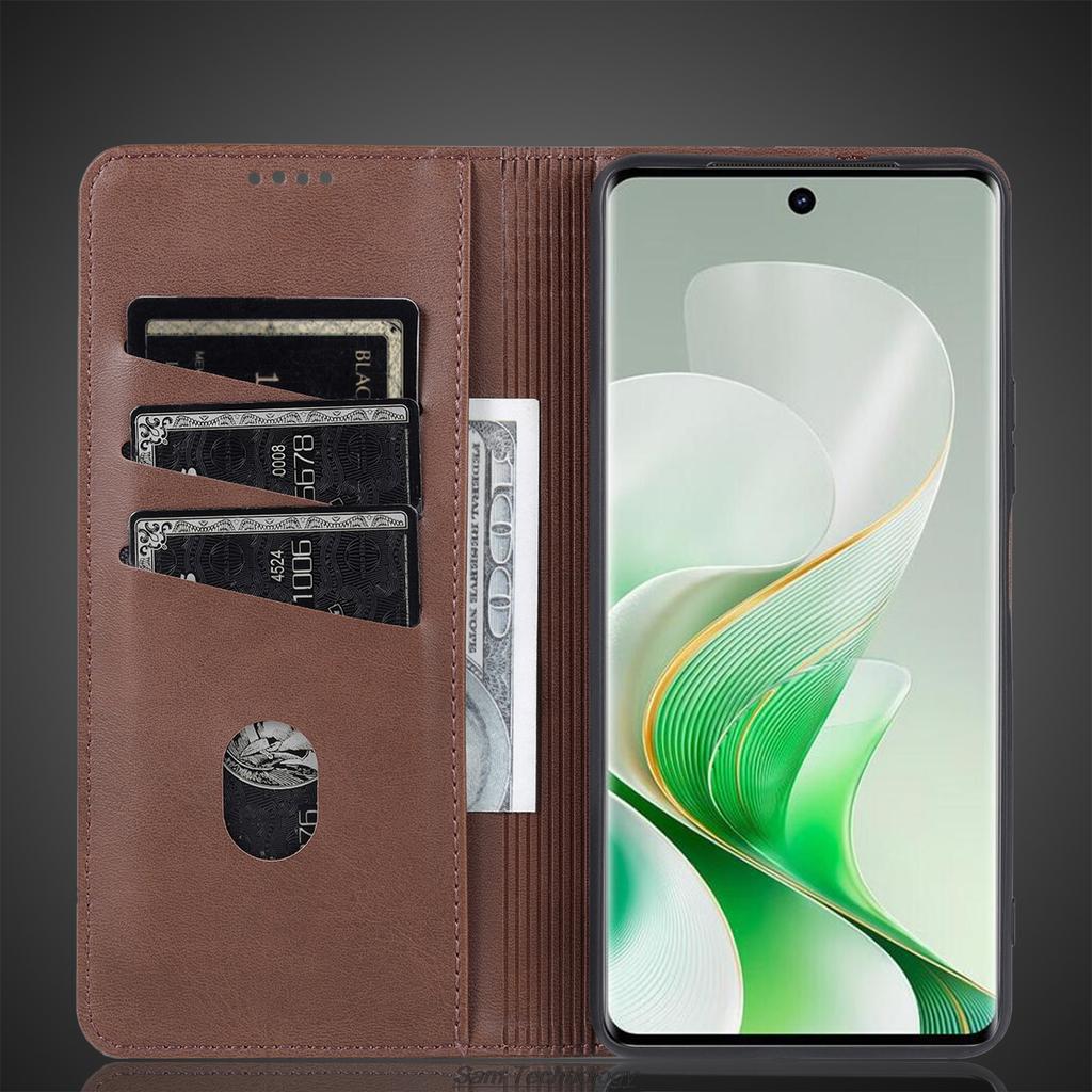 Deluxe Magnetic Adsorption Leather Fitted Case for Vivo V40 5G Flip Cover Protective Case Capa Fundas Coque