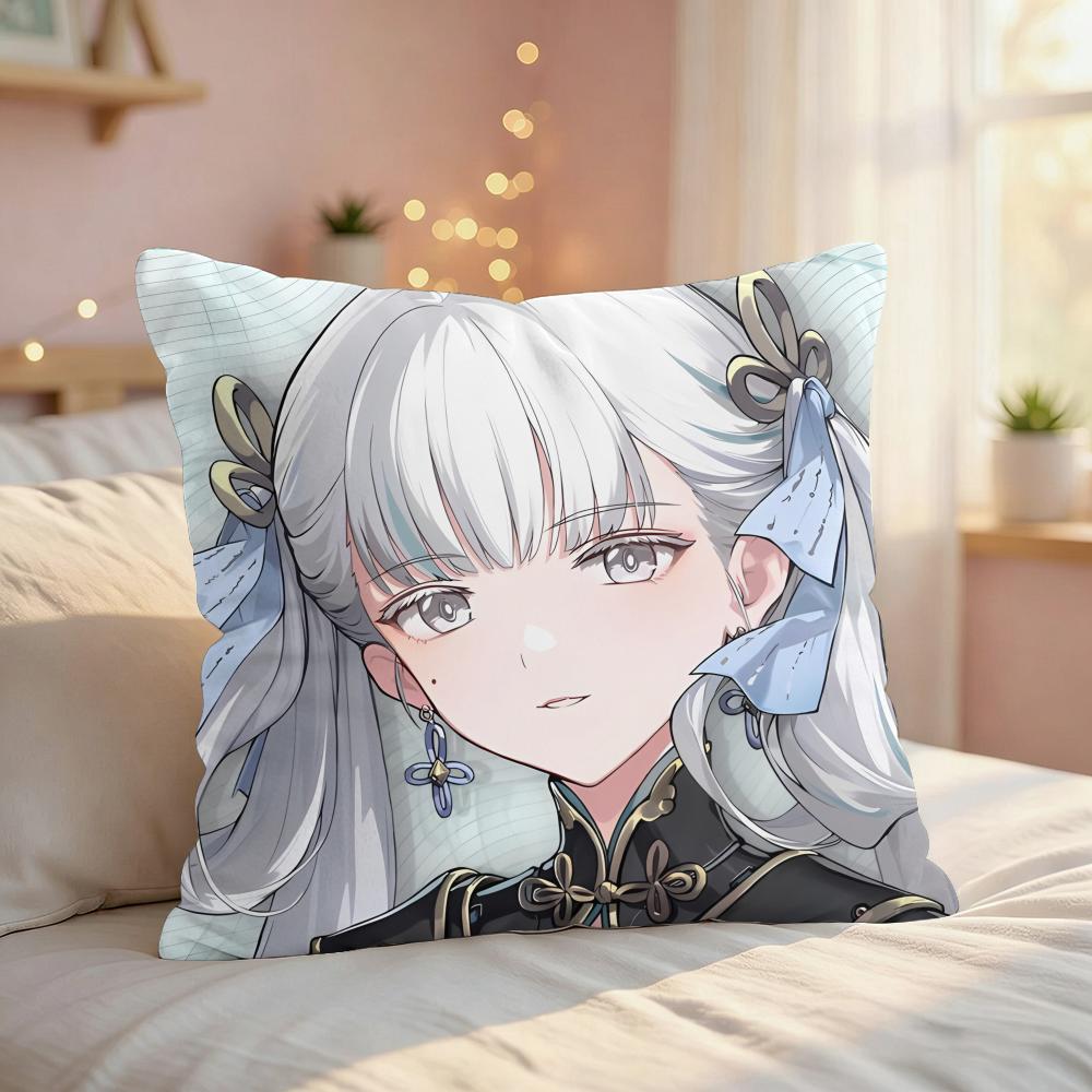 Jinhsi Cute Game Wuthering Cushion Cover Silky Short Plush Invisible Zipper Dustproof Sofa Pillow Case For Home Decor