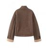 Womens Winter Casual Loose Fit Stand Collar Reversible Jacket Warm Outerwear