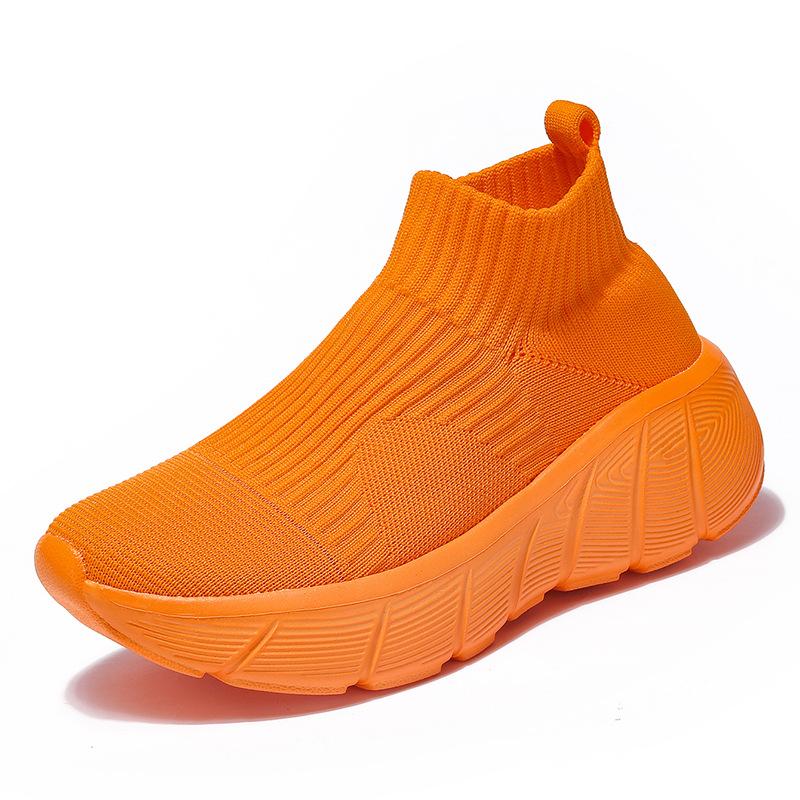 Spring and Summer Couple High-top Fly-woven Shoes, Foot-fitting Casual Sports Shoes, Men's and Women's Socks, Shoes, Trendy Men's Shoes, One Pedal