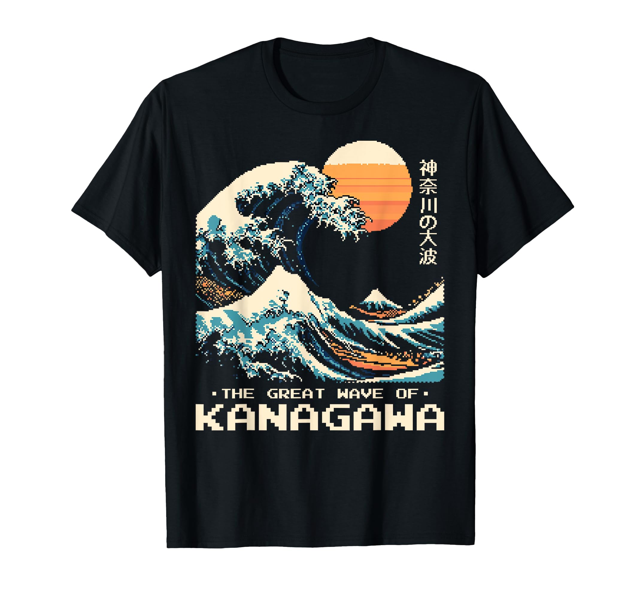

Футболка Big Wave Kanagawa Retro Pixel Art в японском стиле 8 бит чёрный
