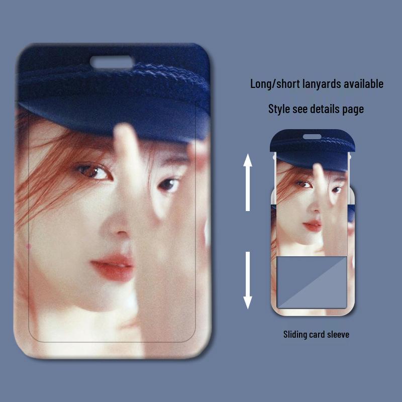 Han So Hee Sliding Cover ID Badge Holder: School, Work, or Bus Access Card Case