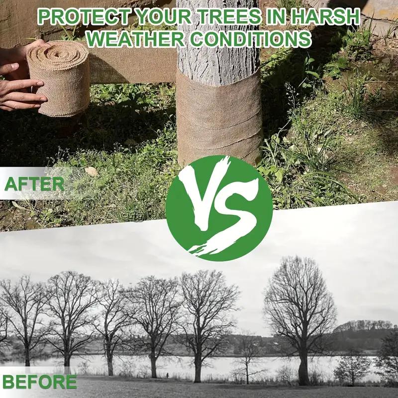 1pc Garden Jute Wrap Durable Jute Fabric Wrap Waterproof Bark Protector For Winter Tree Trunks Plants Gardening Accessories