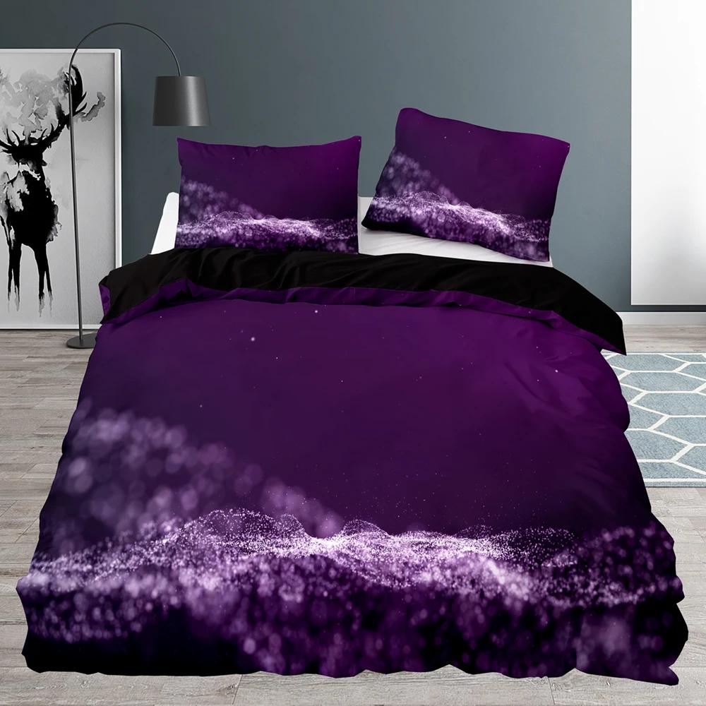 Svart påslakan Queen Size, Sovrum Abstrakt Blått Geometriskt Mönster Täcke 220x240 Med Örngott Sängkläder Set