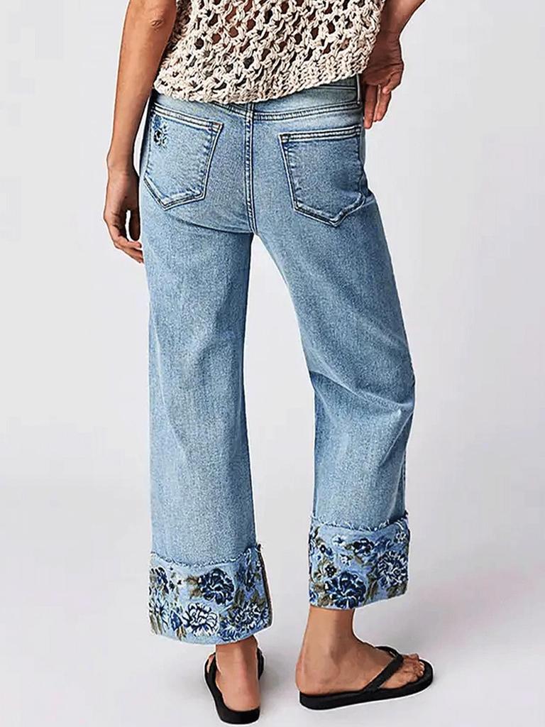 Women's Mid-Waist Straight Leg Embroidered Jeans - Popular Bestseller in Europe and America