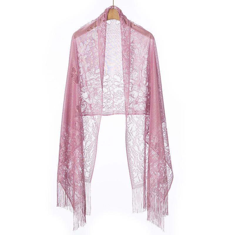 Damen Spitzenschal: Ein vielseitiges Oberbekleidungsstück für Frühling und Herbst mit Quasten, perfekt als Sommer-Seidenjacquard-Schal oder Ergänzung zu einem Cheongsam-Kleid.