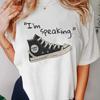 Cartoon Im Speaking Kamala Harris Support Pattern Printed T-Shirt 90s Retro Style Casual Fashion Aesthetic Printed Women's Top