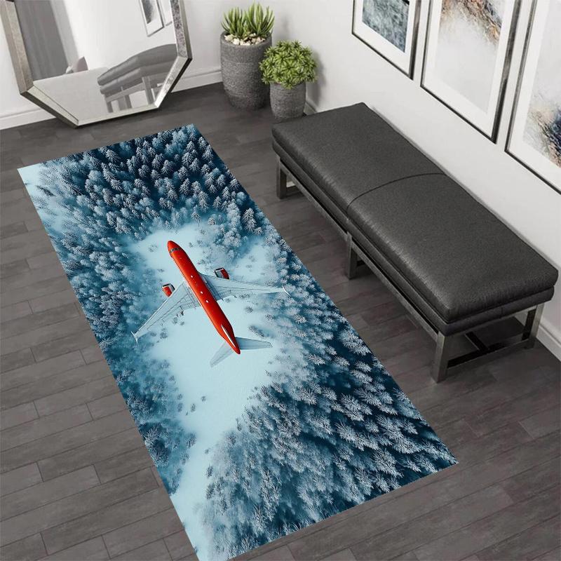 

Airplane Themed Long Runner Rug Collection Non Slip Wear Resistant Soft Washable Hallway Kitchen Laundry Room Decor Rug 40X120CM
