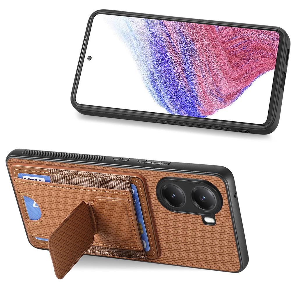 Pro Xiaomi Redmi Turbo 4 5G/Xiaomi Poco X7 Pro 5G Pouzdro s držákem na karty Stojánek Kožený zadní kryt se vzorem vláken