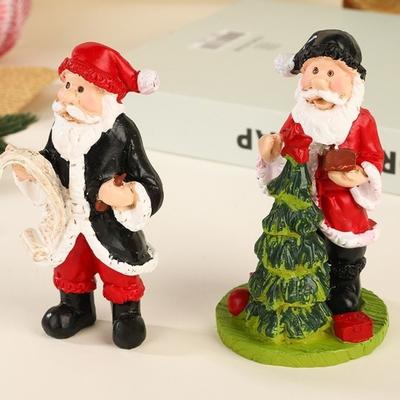 New Christmas Santa Claus Ornaments Resin Material 10cm Miniatures Model House Accessories Mini Statue Home Decor